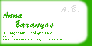 anna baranyos business card