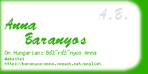 anna baranyos business card